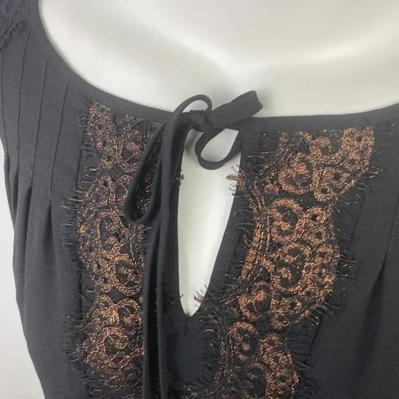 BNWT Piper Size 8 Women's Top Blouse Black Gold Lace Long Sleeve - Picture 9 of 11